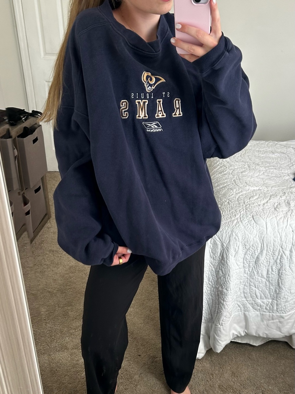 VINTAGE‼️Reebok Navy St. Louis Rams Crewneck Sweatshirt